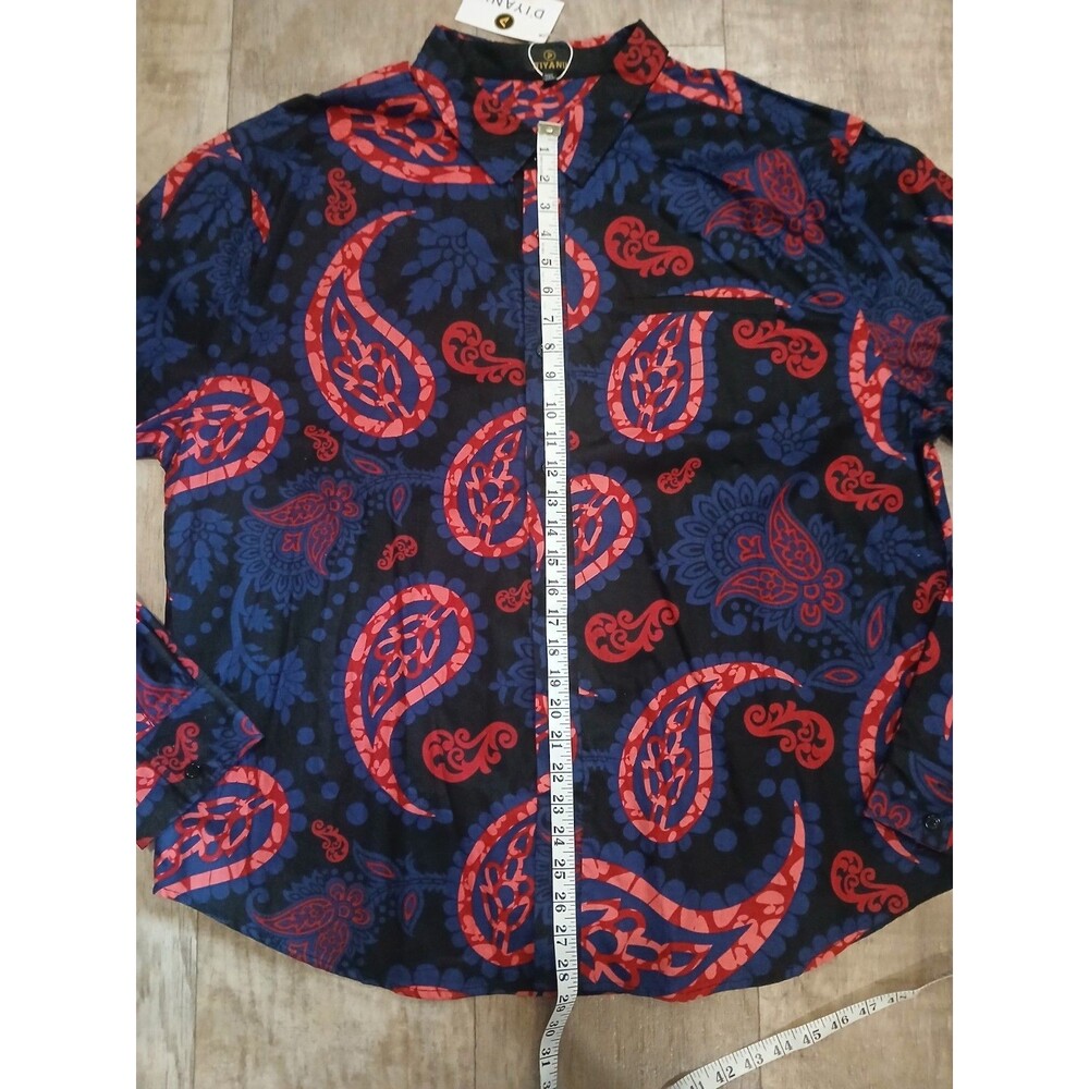 Diyanu Mens Tribal African Wear Paisley Print Button Up Long Sleeve Shirt 3XL - Picture 6 of 12